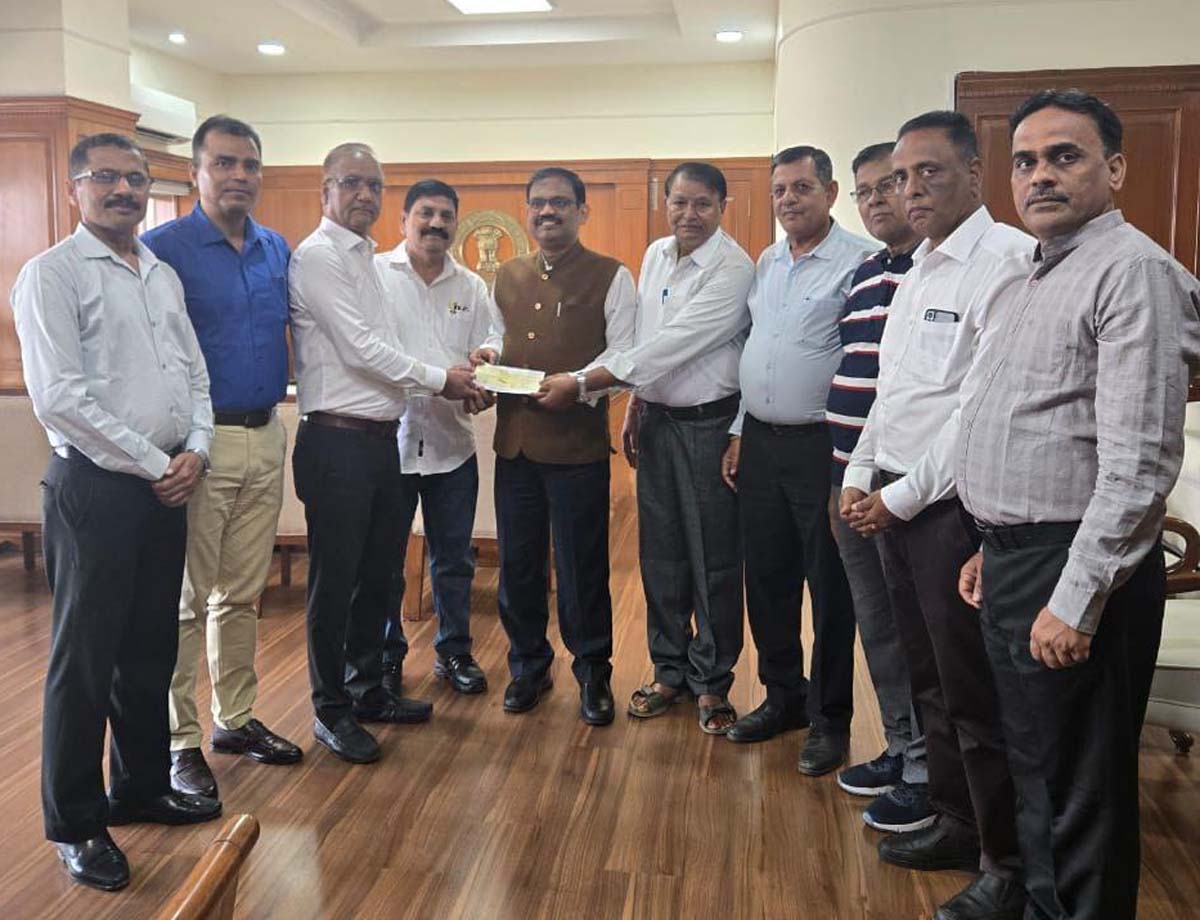 Presented a check for flood relief.